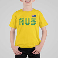 Retro Australia T Shirt For Kid AUS Green Australian Flag Country Pride Graphic