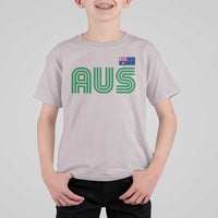 Retro Australia T Shirt For Kid AUS Green Australian Flag Country Pride Graphic