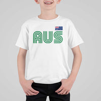 Retro Australia T Shirt For Kid AUS Green Australian Flag Country Pride Graphic