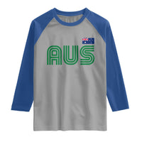 Retro Australia Raglan Shirt AUS Green Australian Flag Country Pride Graphic