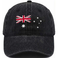 Vintage Australian Flag Washed Cotton Baseball Cap Australia Distressed Patriotic Southern Cross Country Pride Graphic