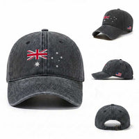Vintage Australian Flag Washed Cotton Baseball Cap Australia Distressed Patriotic Southern Cross Country Pride Graphic