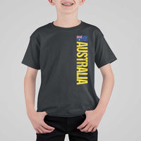 Australia Flag T Shirt For Kid Patriotic Country Pride Vertical Text Graphic
