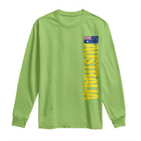 Australia Flag Long Sleeve Shirt Patriotic Country Pride Vertical Text Graphic