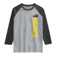 Australia Flag Raglan Shirt Patriotic Country Pride Vertical Text Graphic