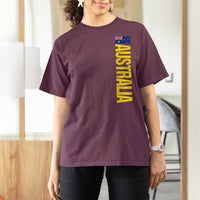 Australia Flag T Shirt For Women Patriotic Country Pride Vertical Text Graphic