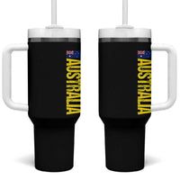Australia Flag Tumbler With Handle Patriotic Country Pride Vertical Text Graphic