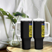Australia Flag Tumbler With Handle Patriotic Country Pride Vertical Text Graphic