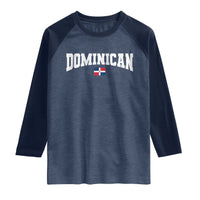 Vintage Dominican Republic Flag Raglan Shirt Retro Varsity Caribbean Pride Heritage Gift