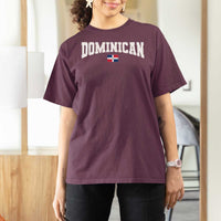 Vintage Dominican Republic Flag T Shirt For Women Retro Varsity Caribbean Pride Heritage Gift