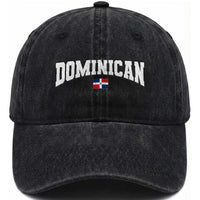 Vintage Dominican Republic Flag Washed Cotton Baseball Cap Retro Varsity Caribbean Pride Heritage Gift