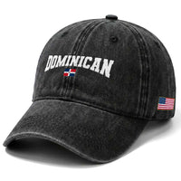 Vintage Dominican Republic Flag Washed Cotton Baseball Cap Retro Varsity Caribbean Pride Heritage Gift