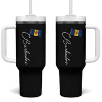 Barbados Flag Tumbler With Handle Elegant Barbados Pride Patriotic Island Heritage Gift