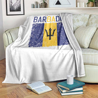 Vintage Distressed Barbados Flag Throw Blanket Bajan Caribbean Heritage Patriotic Pride Gift