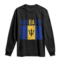 Vintage Distressed Barbados Flag Long Sleeve Shirt Bajan Caribbean Heritage Patriotic Pride Gift