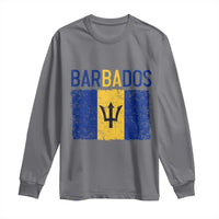 Vintage Distressed Barbados Flag Long Sleeve Shirt Bajan Caribbean Heritage Patriotic Pride Gift