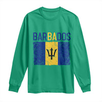 Vintage Distressed Barbados Flag Long Sleeve Shirt Bajan Caribbean Heritage Patriotic Pride Gift