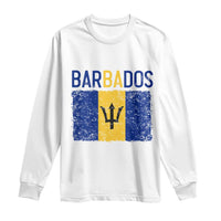 Vintage Distressed Barbados Flag Long Sleeve Shirt Bajan Caribbean Heritage Patriotic Pride Gift