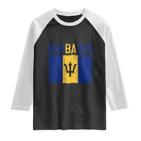 Vintage Distressed Barbados Flag Raglan Shirt Bajan Caribbean Heritage Patriotic Pride Gift