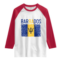 Vintage Distressed Barbados Flag Raglan Shirt Bajan Caribbean Heritage Patriotic Pride Gift