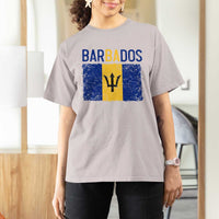 Vintage Distressed Barbados Flag T Shirt For Women Bajan Caribbean Heritage Patriotic Pride Gift