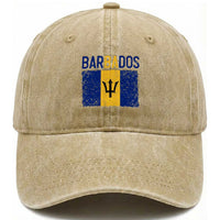 Vintage Distressed Barbados Flag Washed Cotton Baseball Cap Bajan Caribbean Heritage Patriotic Pride Gift
