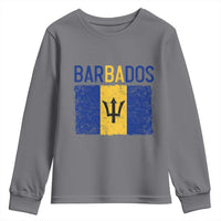 Vintage Distressed Barbados Flag Youth Sweatshirt Bajan Caribbean Heritage Patriotic Pride Gift