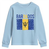 Vintage Distressed Barbados Flag Youth Sweatshirt Bajan Caribbean Heritage Patriotic Pride Gift