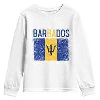 Vintage Distressed Barbados Flag Youth Sweatshirt Bajan Caribbean Heritage Patriotic Pride Gift