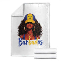 Bajan Girl Throw Blanket Barbados Flag Caribbean Heritage Pride Graphic Gift