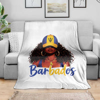 Bajan Girl Throw Blanket Barbados Flag Caribbean Heritage Pride Graphic Gift