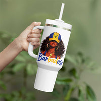 Bajan Girl Tumbler With Handle Barbados Flag Caribbean Heritage Pride Graphic Gift