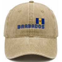 Retro Barbados Washed Cotton Baseball Cap Vintage Barbadian Souvenir Caribbean Island Pride Heritage Gift