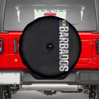 Barbados Flag Spare Tire Cover Distressed Vertical Typography Caribbean Island Pride Heritage Gift