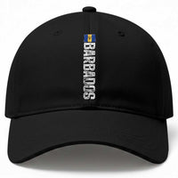 Barbados Flag Baseball Cap Distressed Vertical Typography Caribbean Island Pride Heritage Gift