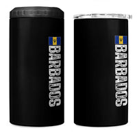 Barbados Flag 4 in 1 Can Cooler Tumbler Distressed Vertical Typography Caribbean Island Pride Heritage Gift