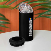 Barbados Flag 4 in 1 Can Cooler Tumbler Distressed Vertical Typography Caribbean Island Pride Heritage Gift