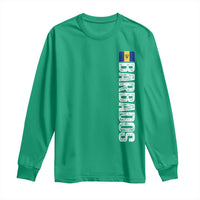 Barbados Flag Long Sleeve Shirt Distressed Vertical Typography Caribbean Island Pride Heritage Gift