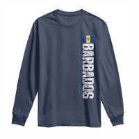 Barbados Flag Long Sleeve Shirt Distressed Vertical Typography Caribbean Island Pride Heritage Gift