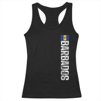 Barbados Flag Racerback Tank Top Distressed Vertical Typography Caribbean Island Pride Heritage Gift