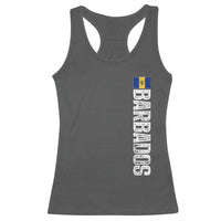Barbados Flag Racerback Tank Top Distressed Vertical Typography Caribbean Island Pride Heritage Gift