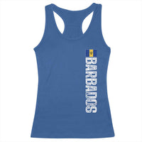 Barbados Flag Racerback Tank Top Distressed Vertical Typography Caribbean Island Pride Heritage Gift