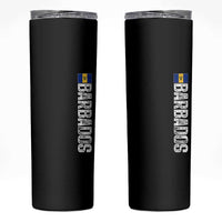 Barbados Flag Skinny Tumbler Distressed Vertical Typography Caribbean Island Pride Heritage Gift