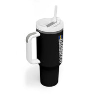 Barbados Flag Tumbler With Handle Distressed Vertical Typography Caribbean Island Pride Heritage Gift
