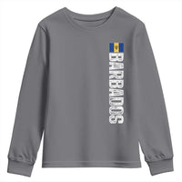 Barbados Flag Youth Sweatshirt Distressed Vertical Typography Caribbean Island Pride Heritage Gift