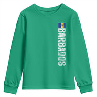 Barbados Flag Youth Sweatshirt Distressed Vertical Typography Caribbean Island Pride Heritage Gift