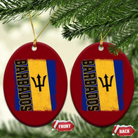 Vintage Barbados Flag Ceramic Ornament Distressed Patriotic Caribbean Island Barbadian Pride Heritage Gift