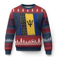 Vintage Barbados Flag Ugly Christmas Sweater Distressed Patriotic Caribbean Island Barbadian Pride Heritage Gift