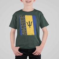 Vintage Barbados Flag T Shirt For Kid Distressed Patriotic Caribbean Island Barbadian Pride Heritage Gift