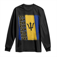 Vintage Barbados Flag Long Sleeve Shirt Distressed Patriotic Caribbean Island Barbadian Pride Heritage Gift